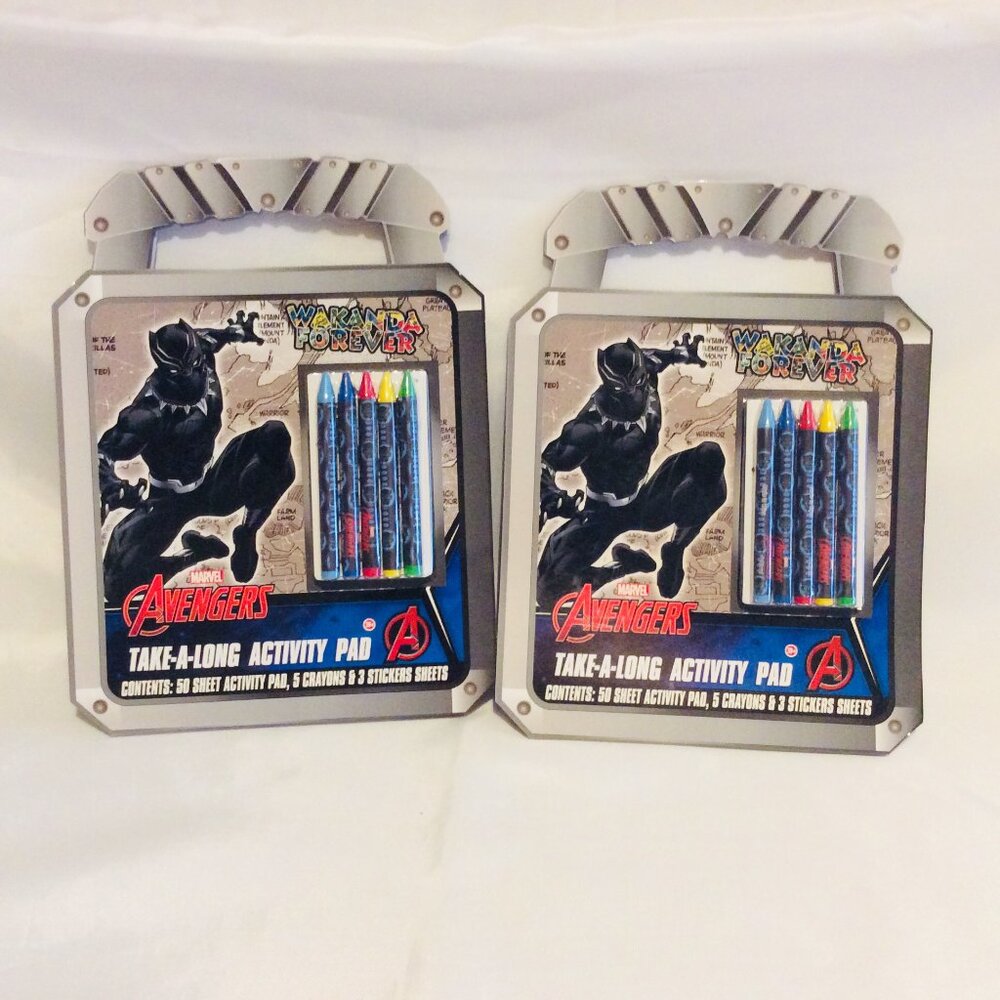 Marvel Avengers Wakanda Forever Take A Long Pad Crayons New 50 Sheets Lot of 2